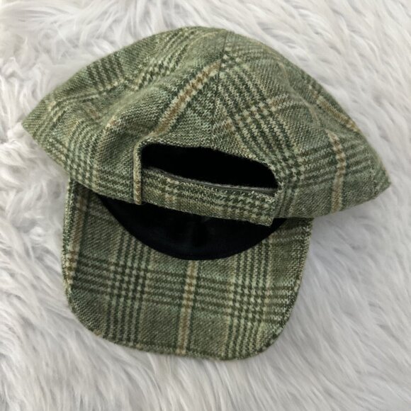 Alternative Apparel adjustable hat cap 78% wool green plaid brimmed - Picture 4 of 9